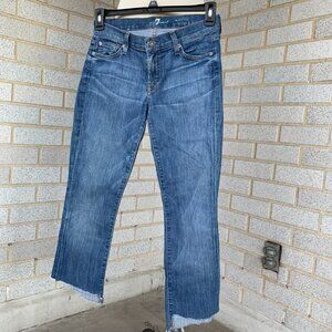 7 FOR ALL MANKIND JEANS SKINNY CROP & ROLL SIZE 27 98% COTTON MADE IN USA